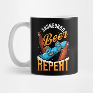 Funny Snowboard Beer Repeat Snowboarding Mug